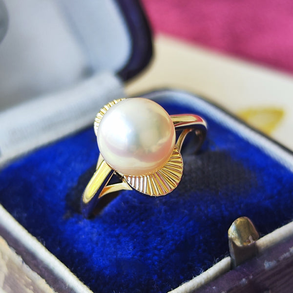 ヴィンテージ リング 14金ホワイトゴールド アコヤ本真珠 造幣局 刻印 674 MIKIMOTO ミキモト あこや真珠 ヴィンテージリング – Mico宝飾店