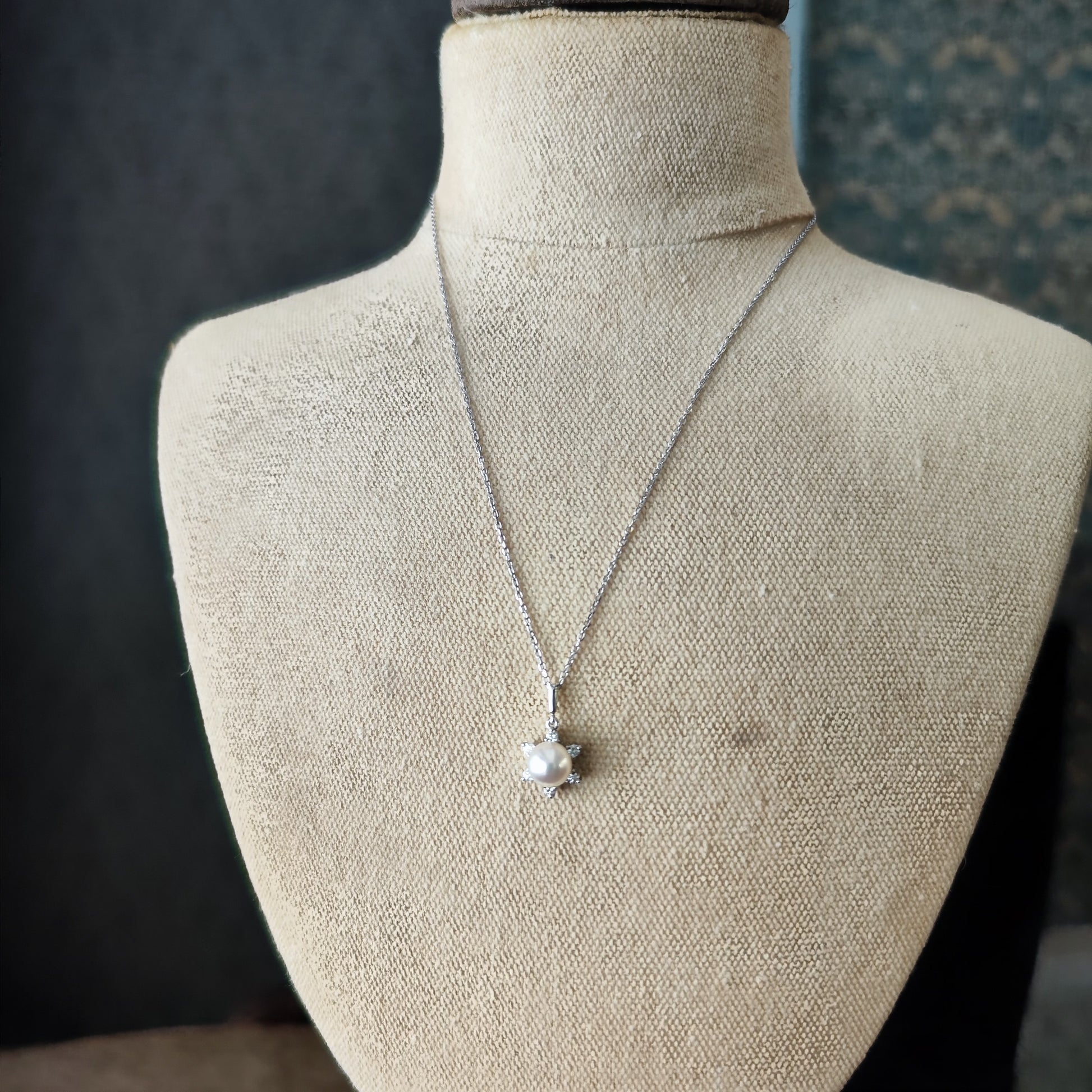 MIKIMOTO ミキモト あこや真珠 ダイヤモンド ネックレス