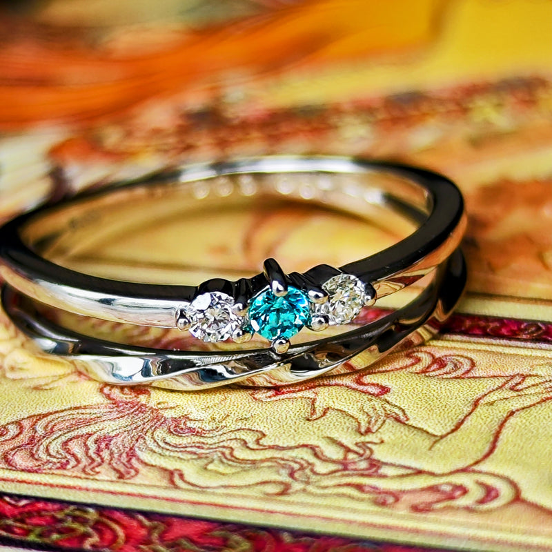 天然パライバトルマリン 天然ダイヤモンド リング