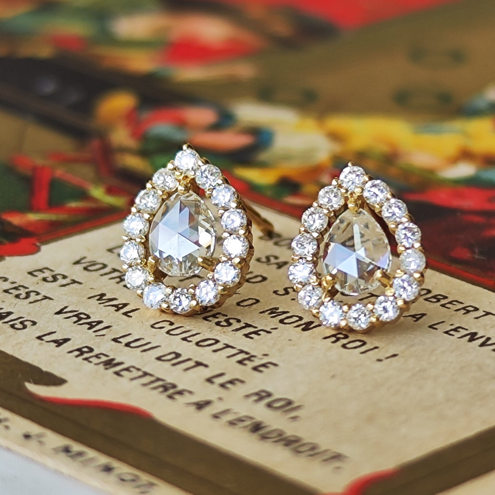 k18 ナチュラルダイヤモンドローズカット1.67ct ピアス