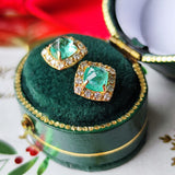 【シュガーローフ】天然エメラルド 天然ダイヤモンド ピアス