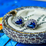 天然サファイア 天然ダイヤモンド 雫型ピアス