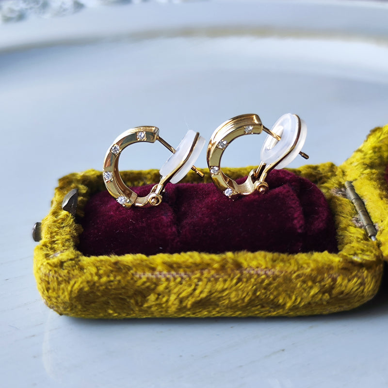 天然ダイヤモンド クリップピアス 18金