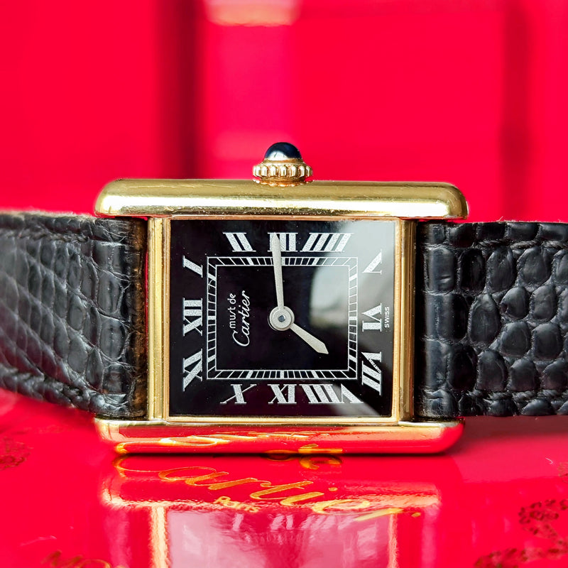 【OH済み】Cartier カルティエ マストタンク ブラックローマンオニキス 手巻き腕時計