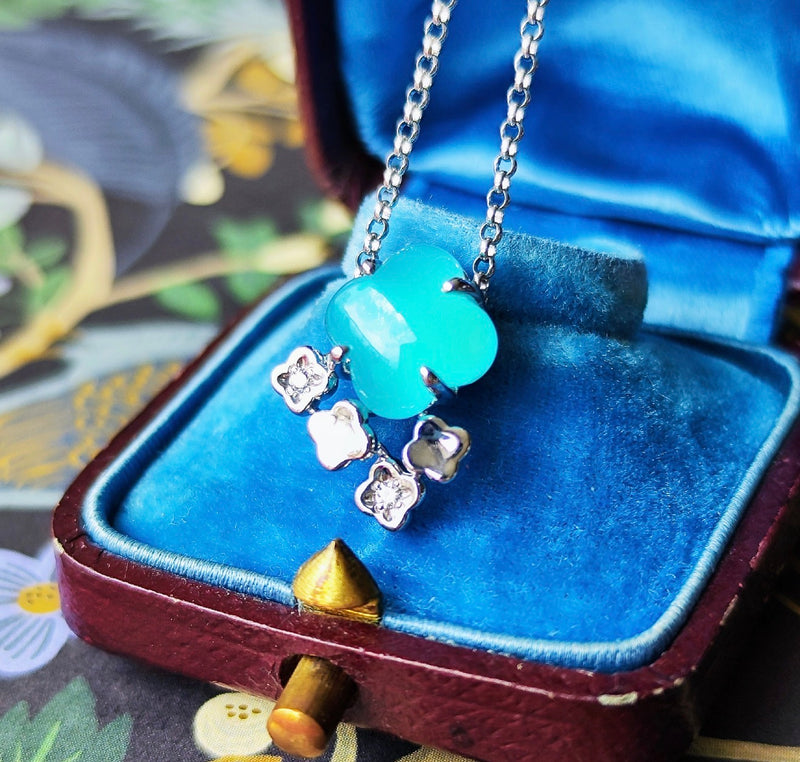 TASAKI 田崎真珠 シーブルーカルセドニー 天然ダイヤモンド ネックレス 18金WG