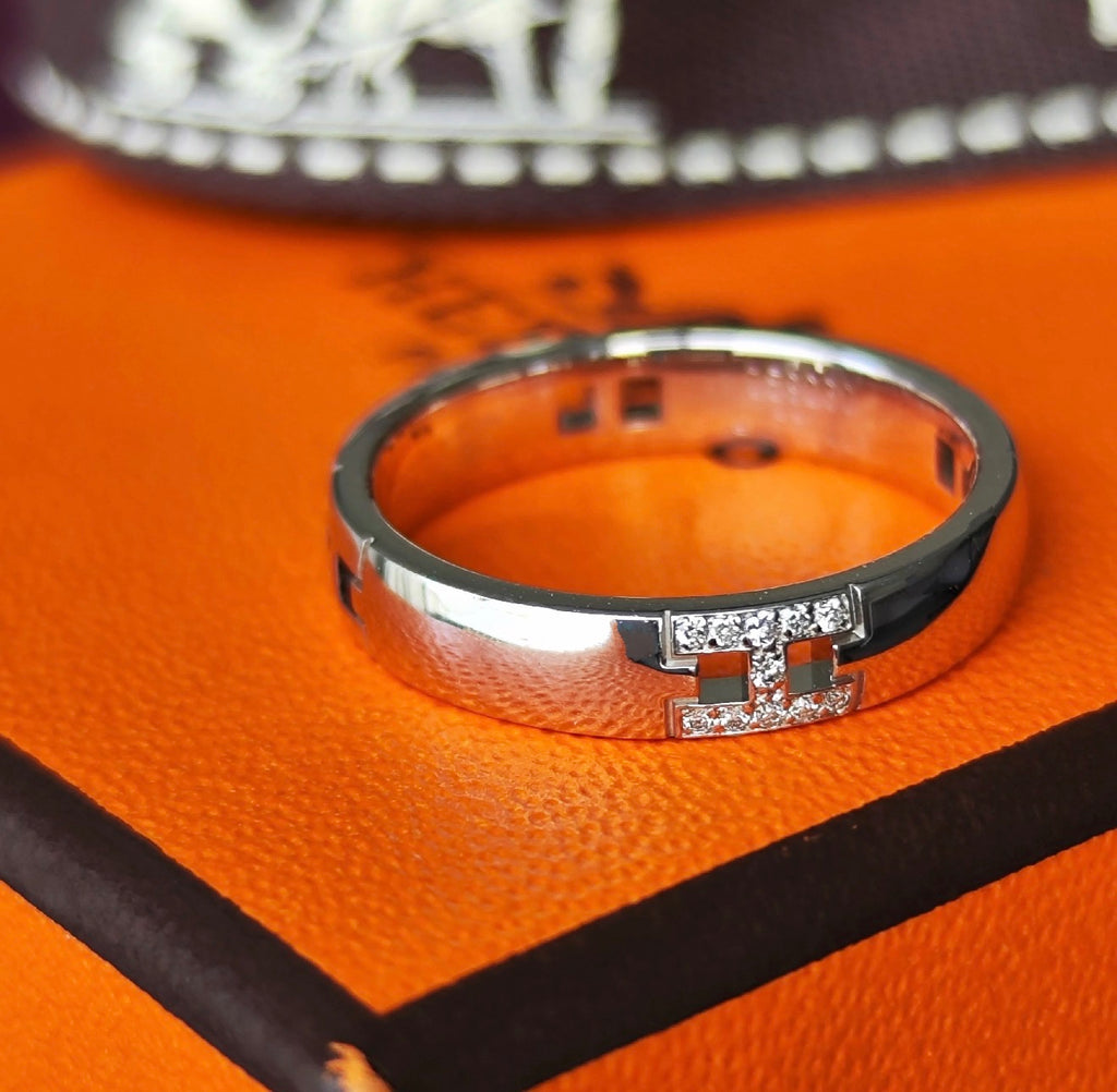 HERMES エルメス ヘラクレス ダイヤモンドリング K18WG 8号