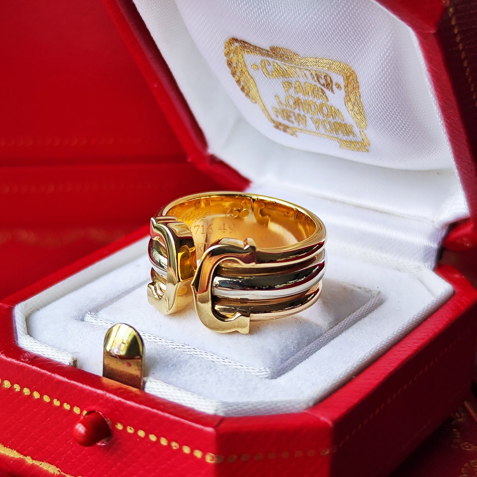 【ヴィンテージ・希少・美品】カルティエ／2C リング SV925・18K／9号 ヴィンテージ・希少】Cartier カルティエ／2C デザイン リング