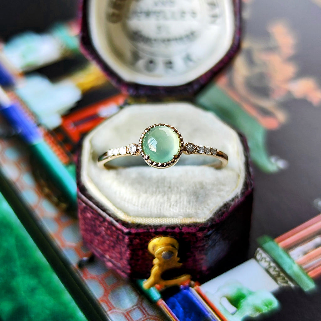 天然翡翠 天然ダイヤモンド リング