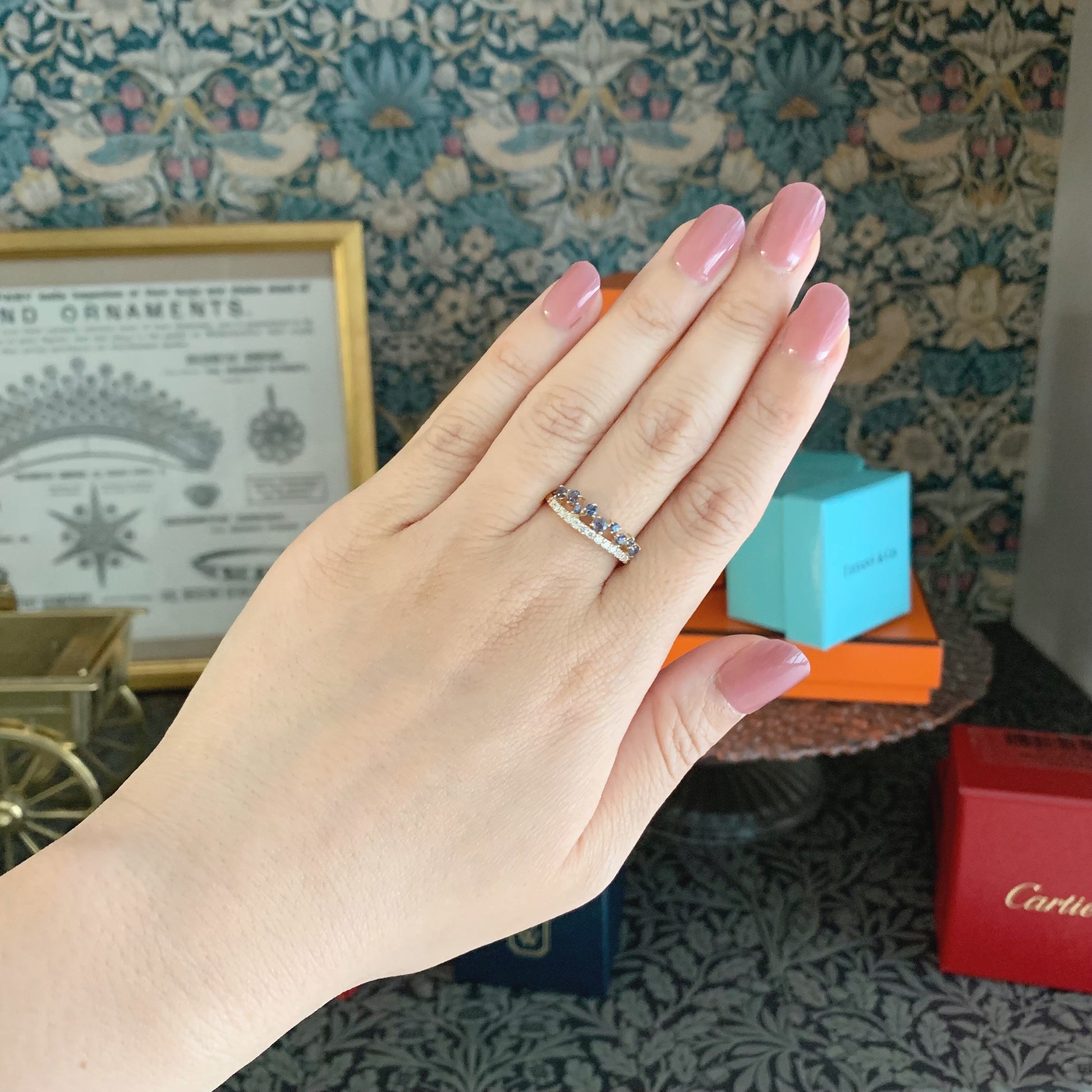 天然アレキサンドライト 0.49ct 天然ダイヤモンド リング