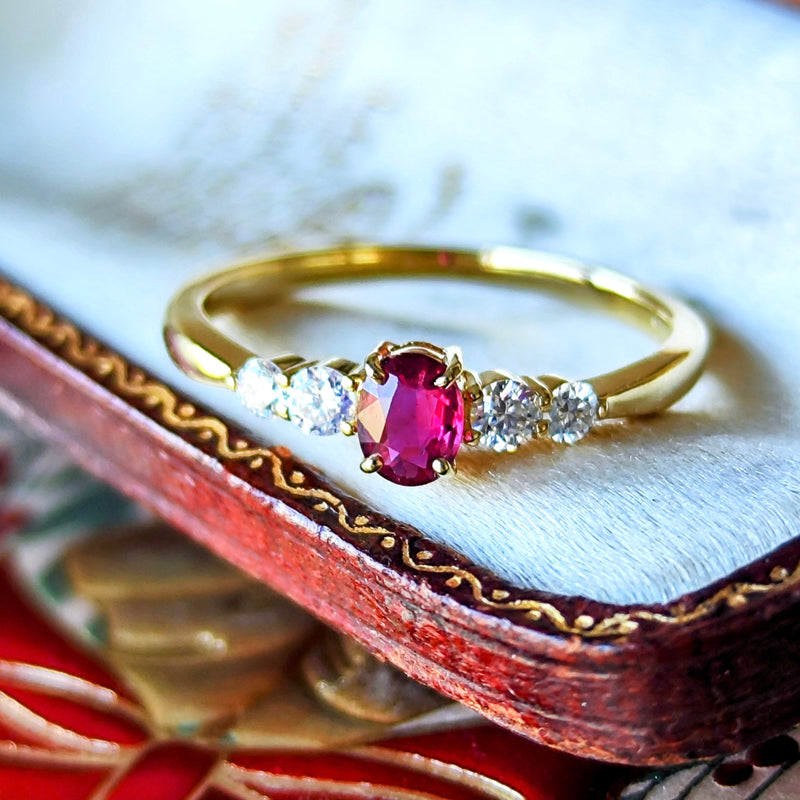 【非加熱 ピジョンブラッド】天然ルビー 天然ダイヤモンド リング