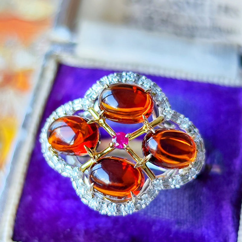 TASAKI 田崎真珠 天然マディラシトリン 天然ダイヤモンド リング