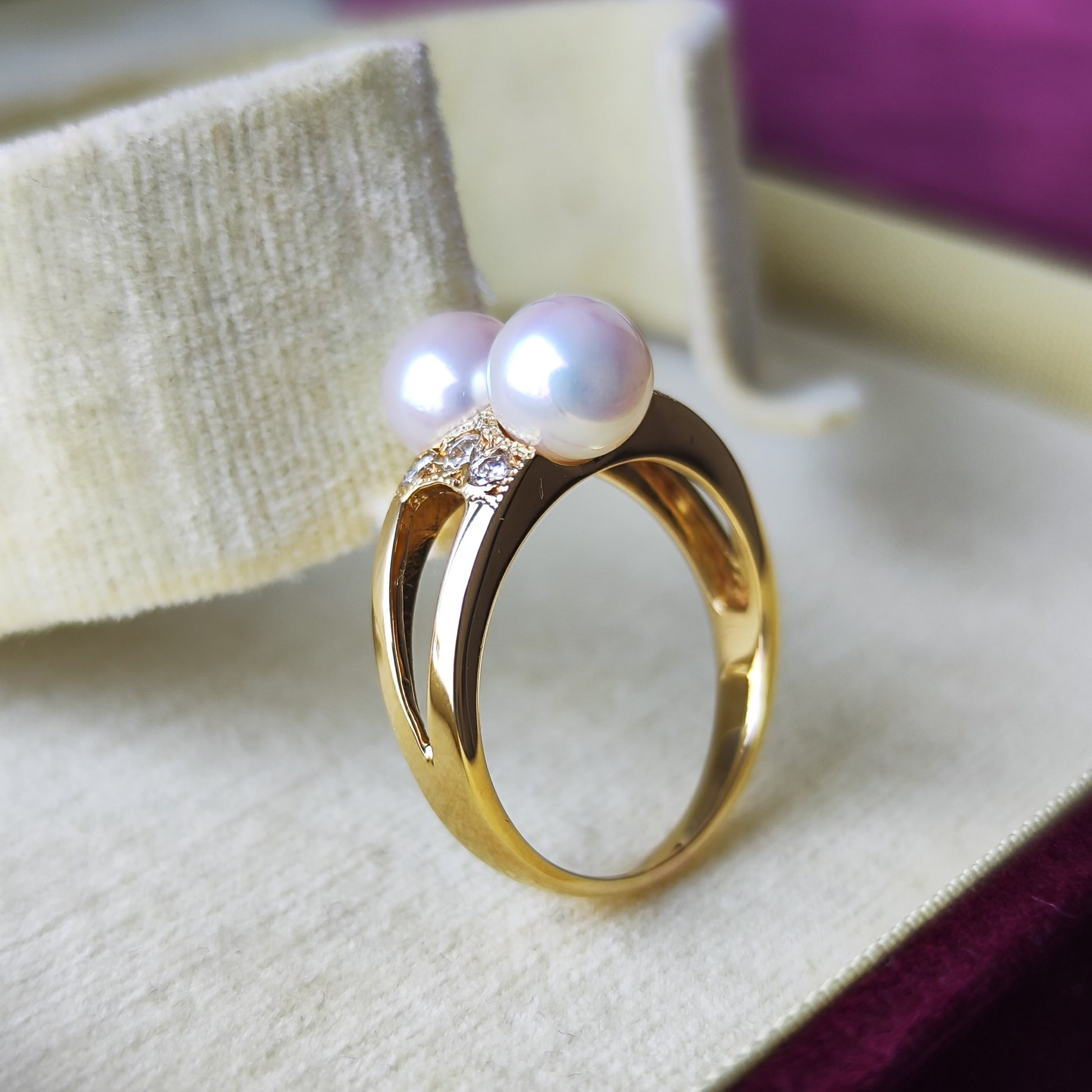 MIKIMOTO ミキモト あこや真珠 天然ダイヤモンド 18金リング