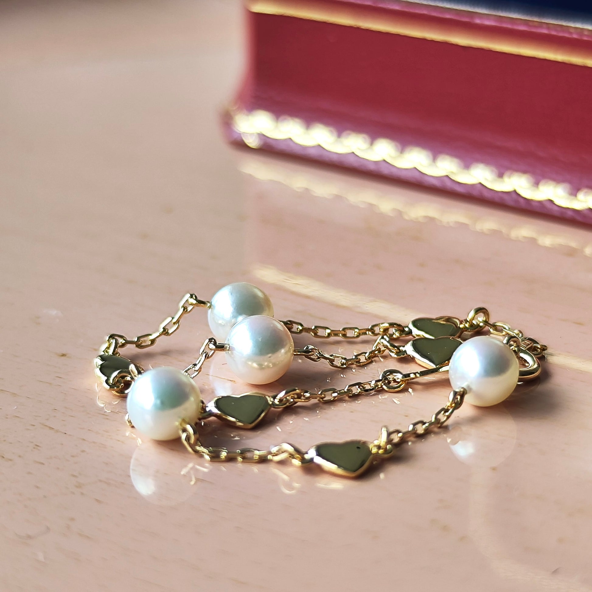 MIKIMOTO ミキモト あこやベビーパール ハートモチーフ ブレスレット