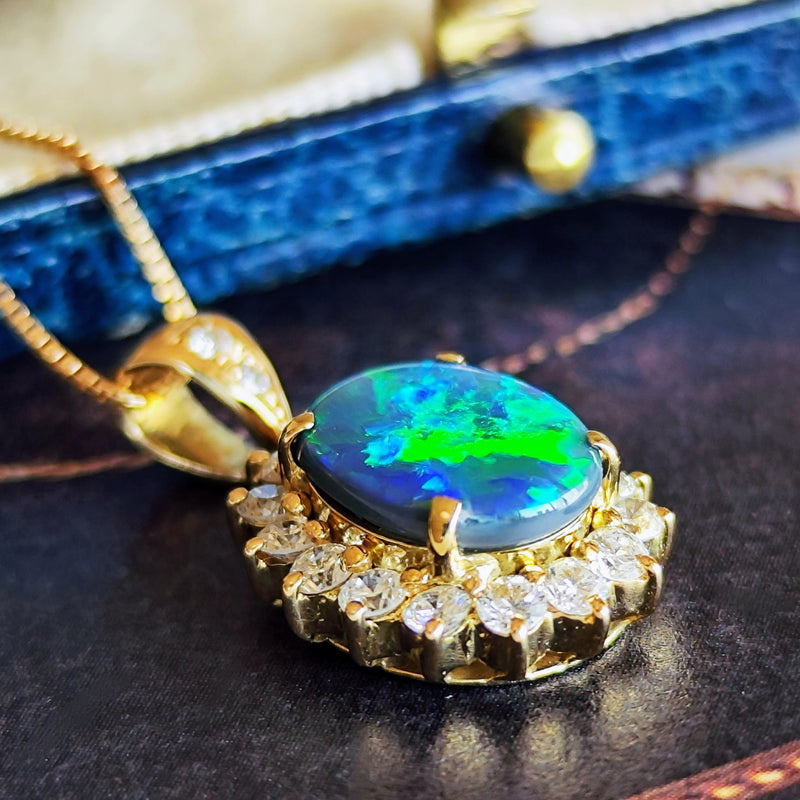 TASAKI 田崎真珠 ブラックオパール ダイヤモンド ペンダントトップ