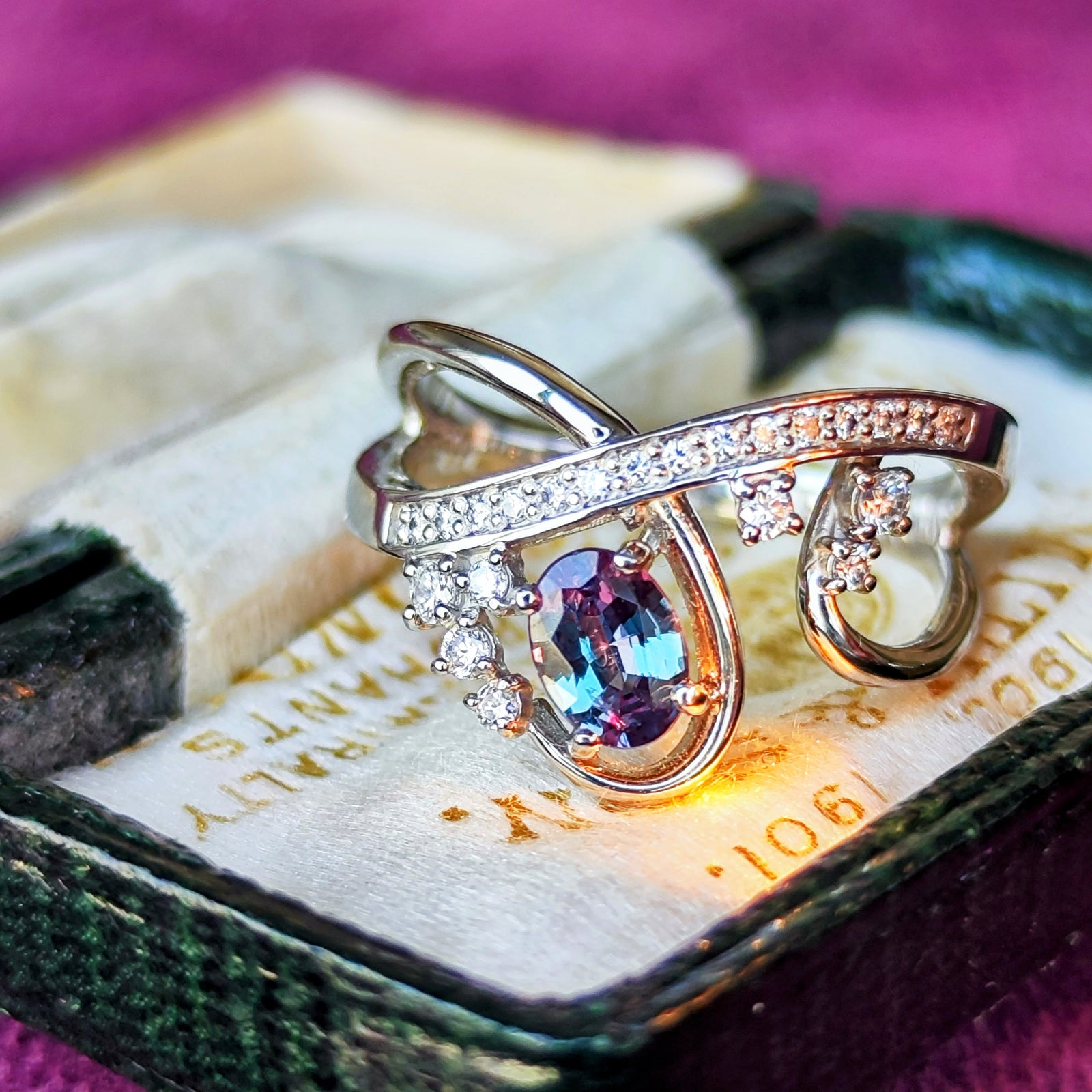 天然アレキサンドライト 0.41ct 天然ダイヤモンド リング – Mico宝飾店