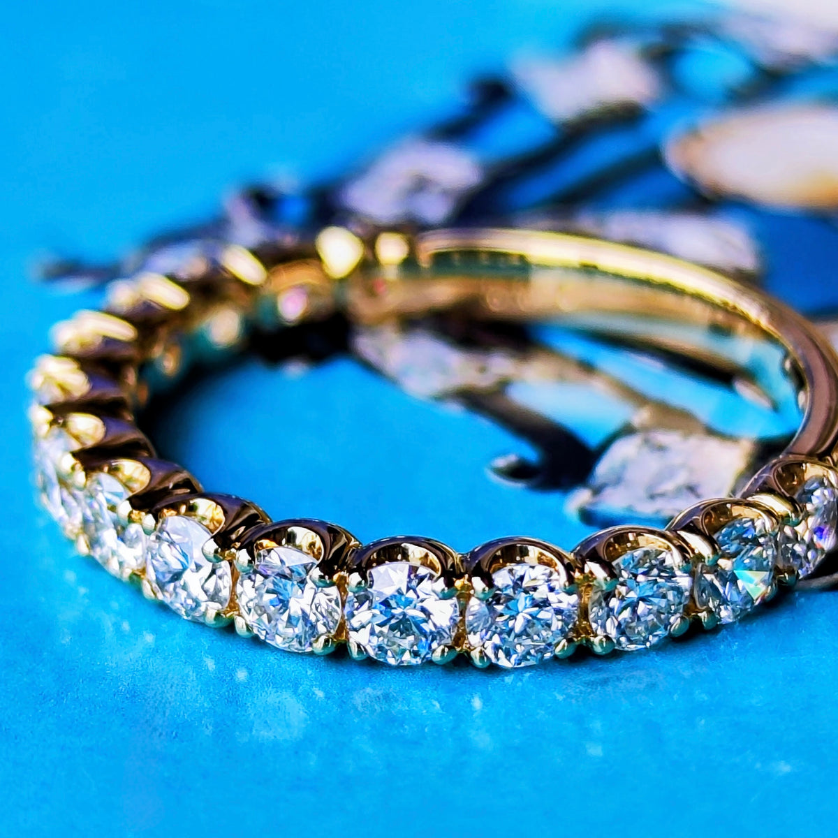 【全石ハート&キューピッド】天然ダイヤモンド 1.0ct 15石 ハーフエタニティリング 18金 ③
