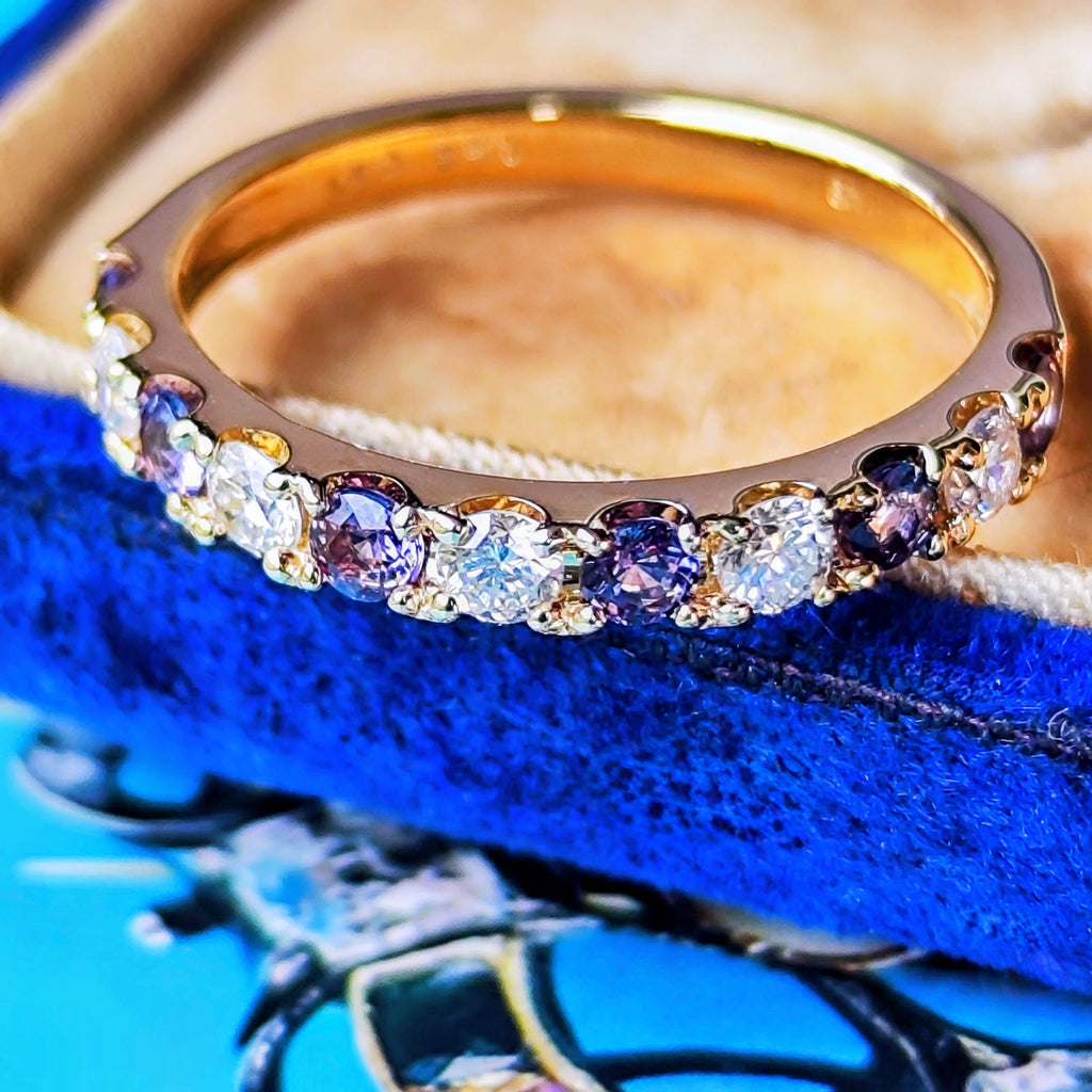 【ベキリーブルー】天然カラーチェンジガーネット 天然ダイヤモンド 0.38ct リング