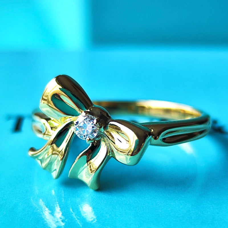 TIFFANY&Co ティファニー リボンリング ダイヤモンド K18YG