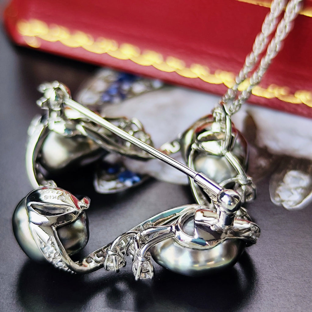 MIKIMOTO ミキモト 黒蝶真珠 ダイヤモンド ブローチ兼 ネックレス