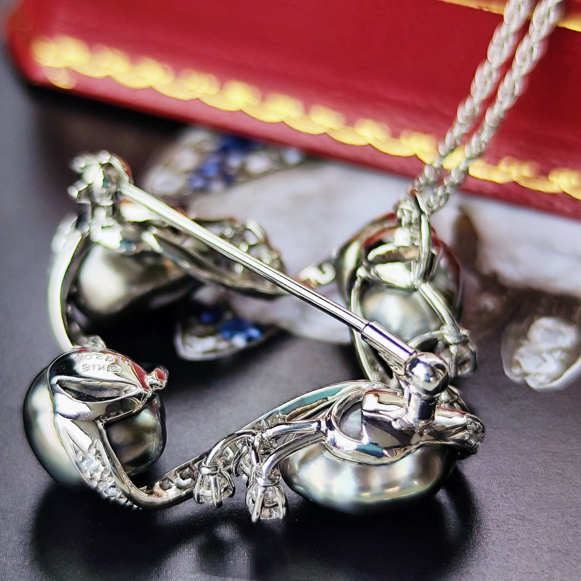 MIKIMOTO ミキモト 黒蝶真珠 ダイヤモンド ブローチ兼 ネックレス