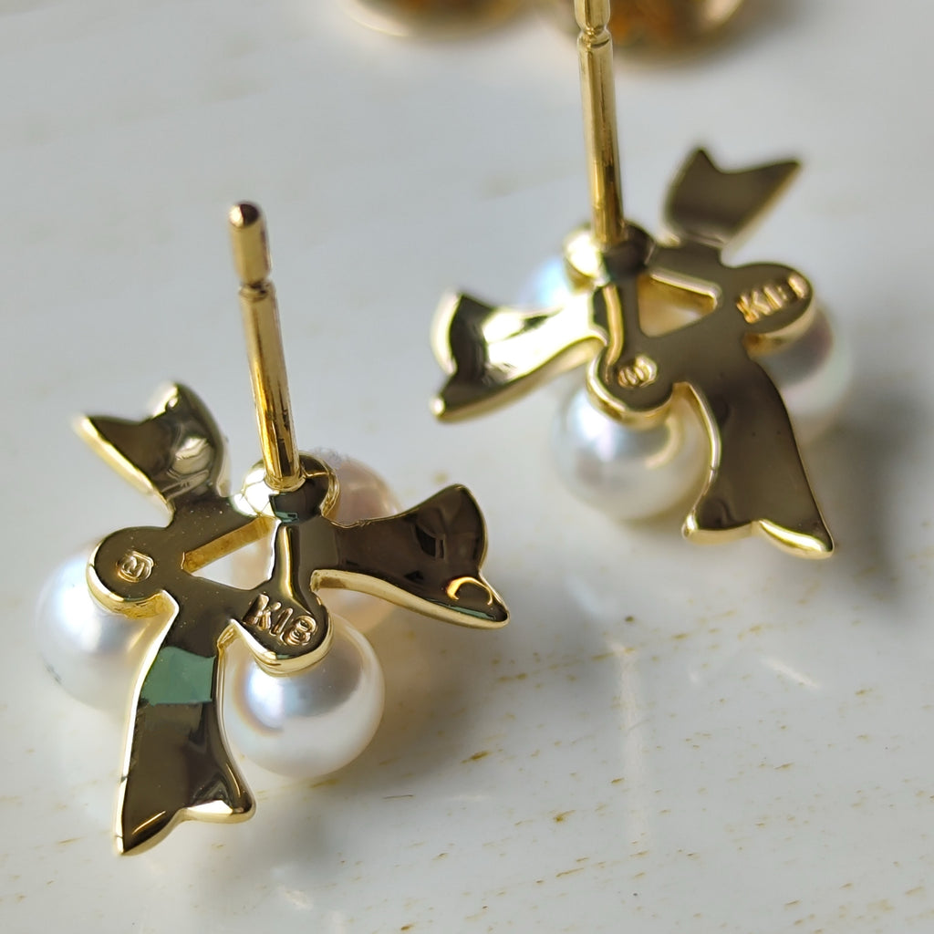 【お値下げ】MIKIMOTO ミキモト あこや真珠 リボンモチーフ ピアス