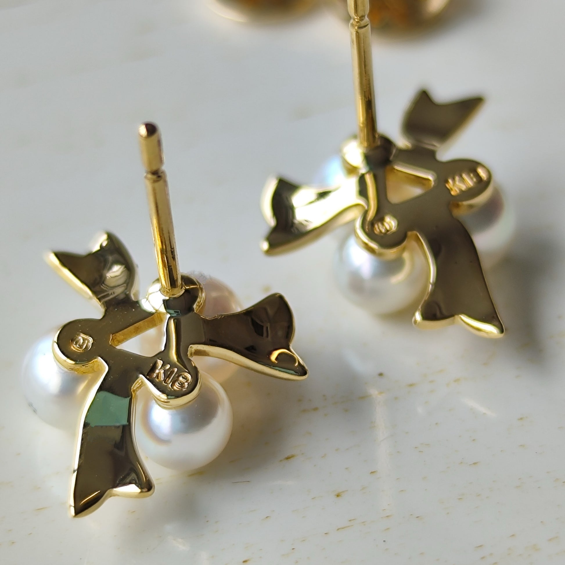 【お値下げ】MIKIMOTO ミキモト あこや真珠 リボンモチーフ ピアス