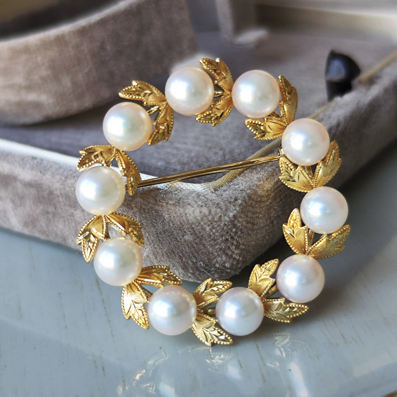 MIKIMOTO ミキモト あこや真珠 リースブローチ – Mico宝飾店
