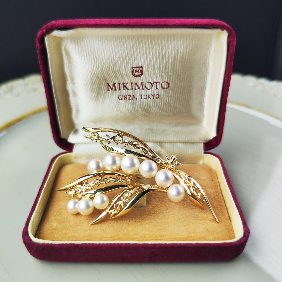 [Vintage MIKIMOTO] MIKIMOTO Akoya Pearl 14K Gold Brooch ①