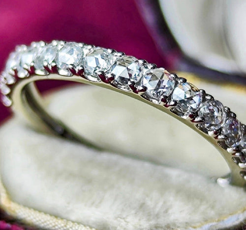 【ローズカット】天然ダイヤモンド ハーフエタニティリング プラチナ