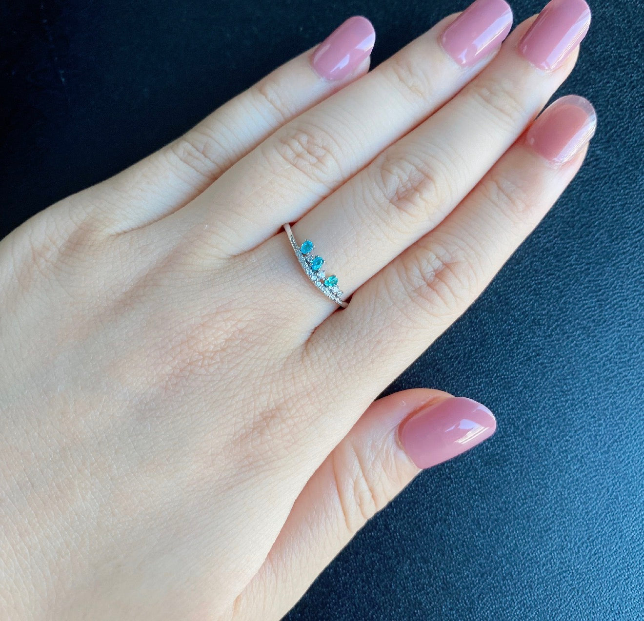 天然パライバトルマリン 天然ダイヤモンド プラチナリング