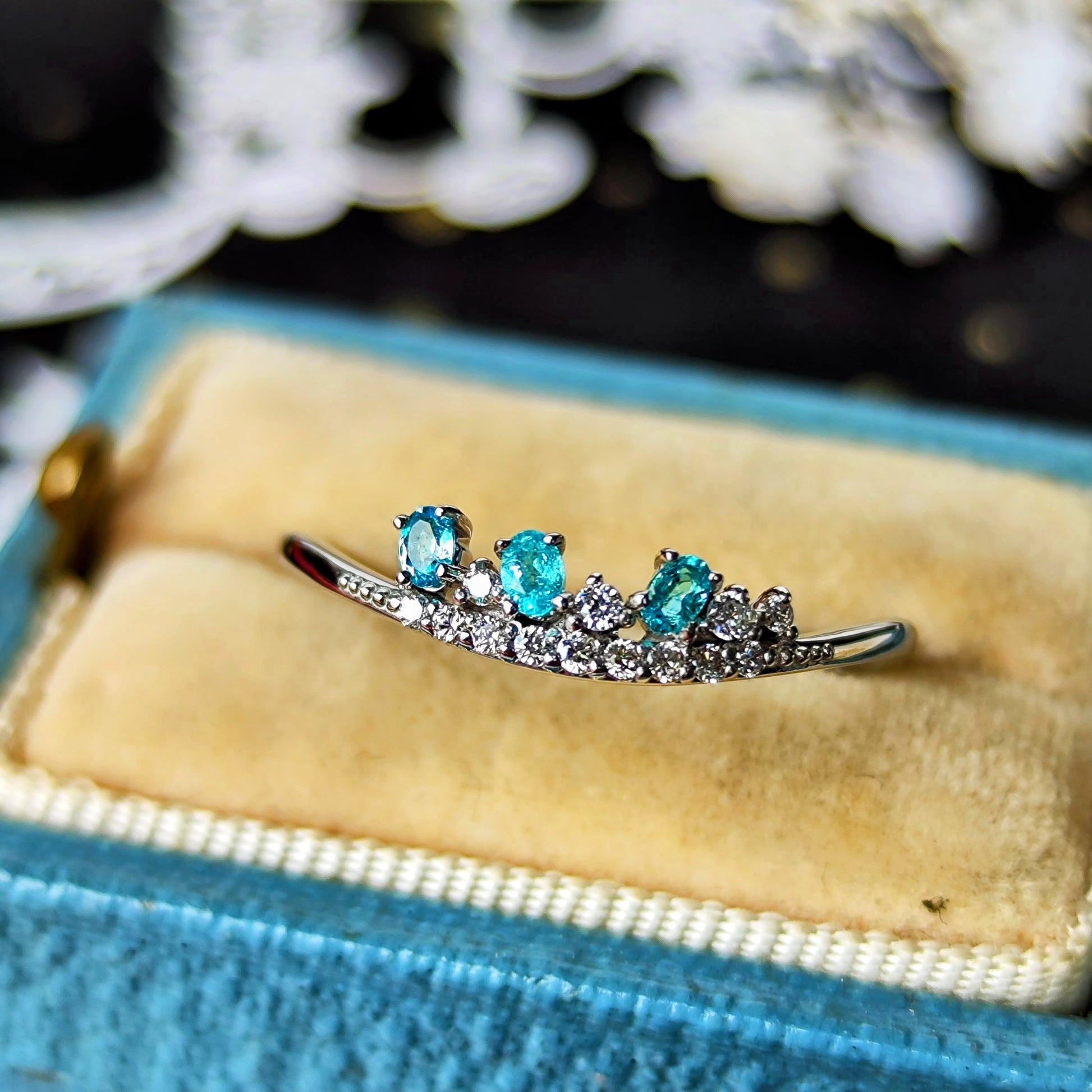 天然パライバトルマリン 天然ダイヤモンド プラチナリング