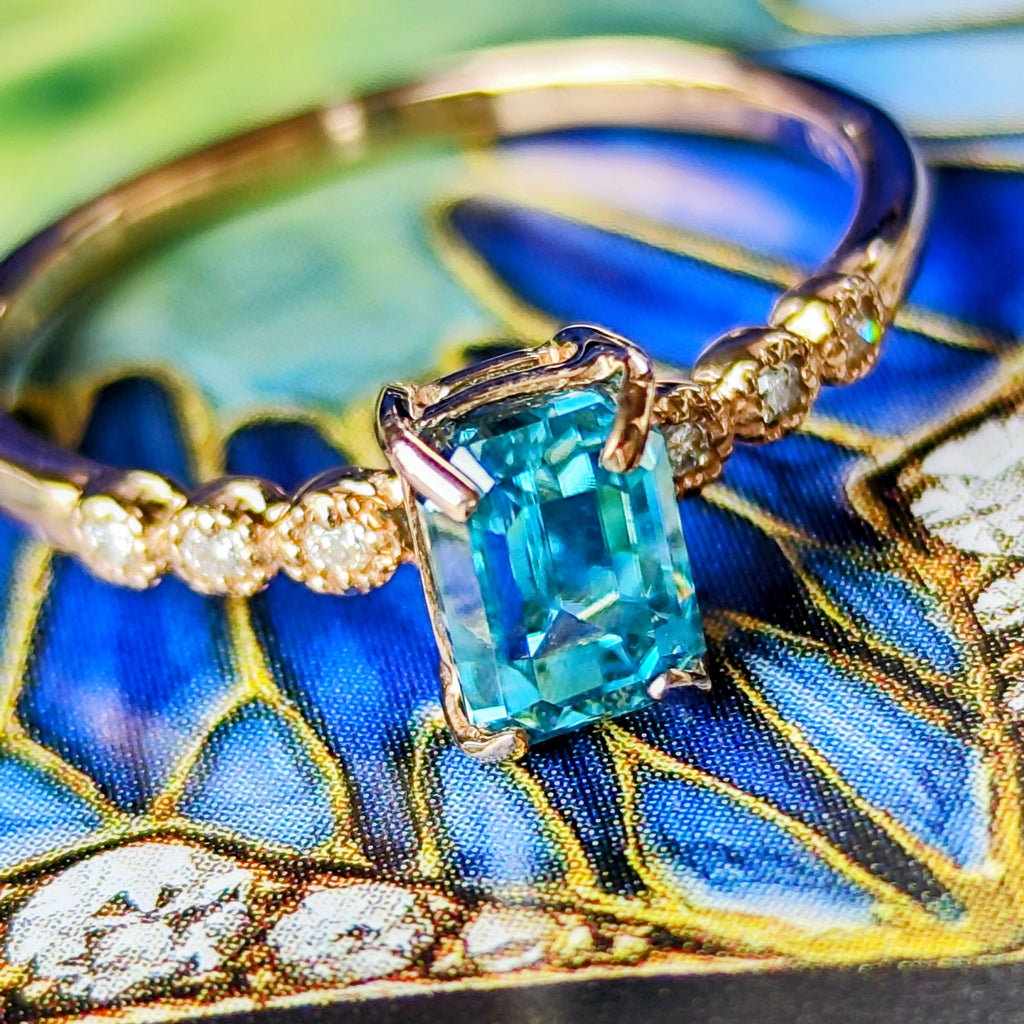 天然ジルコン 1.36ct 天然ダイヤモンド リング