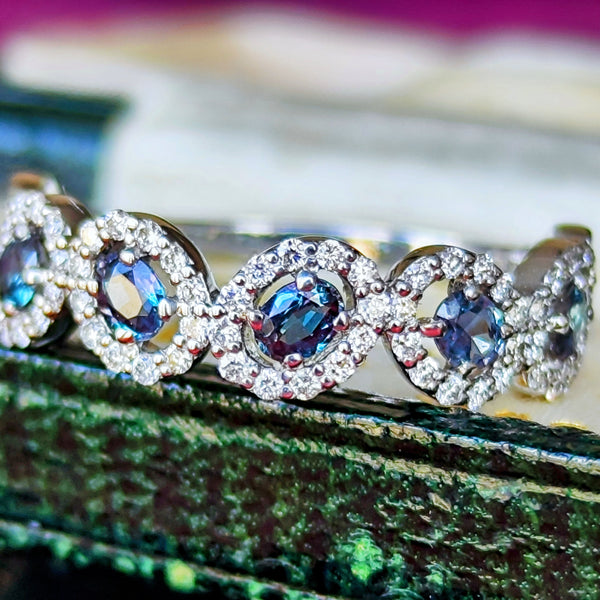 天然アレキサンドライト 0.35ct 天然ダイヤモンド リング