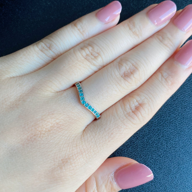 天然パライバトルマリン ハーフエタニティリング プラチナ