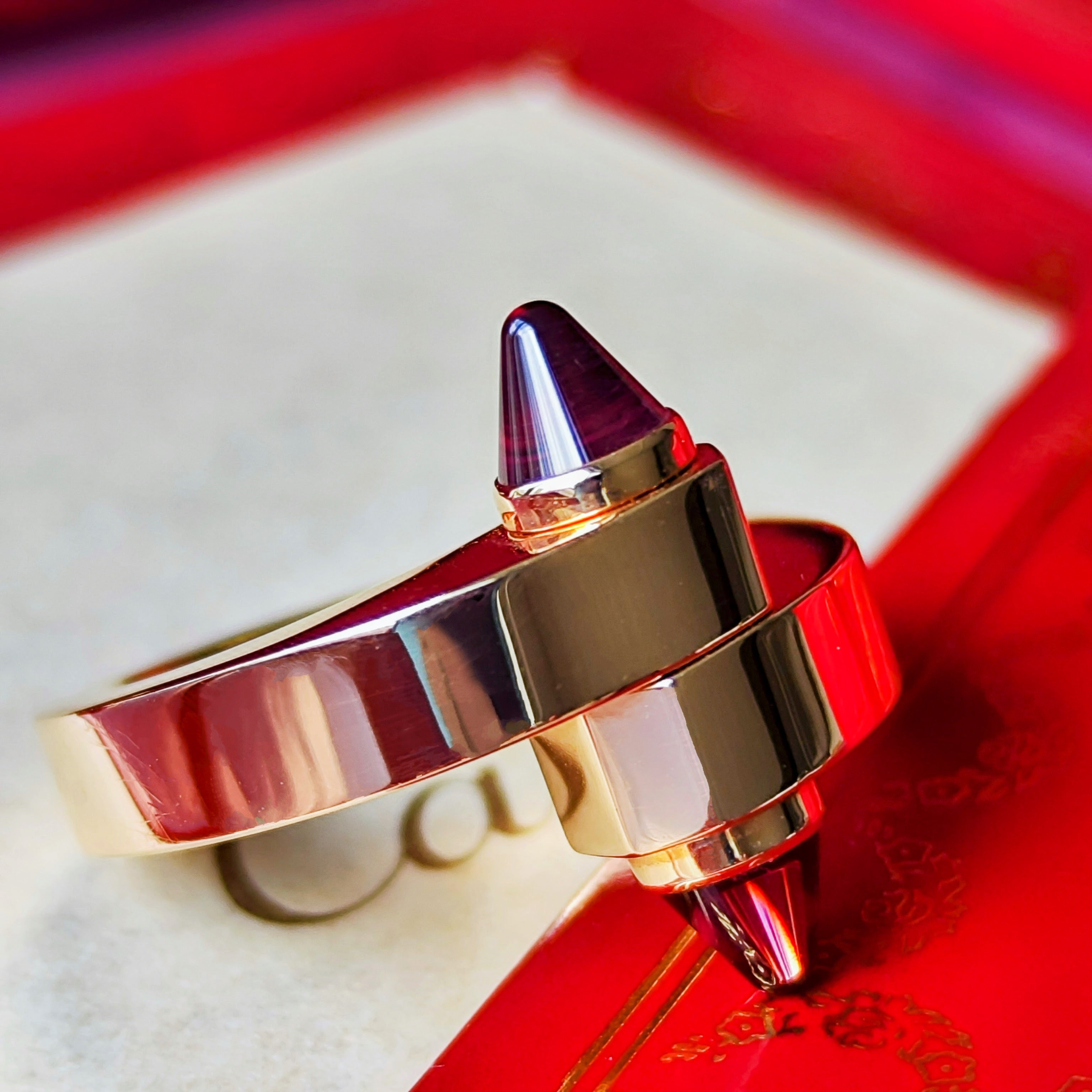 Vintage Cartier】カルティエ メノットリング ガーネット 18金PG 10号