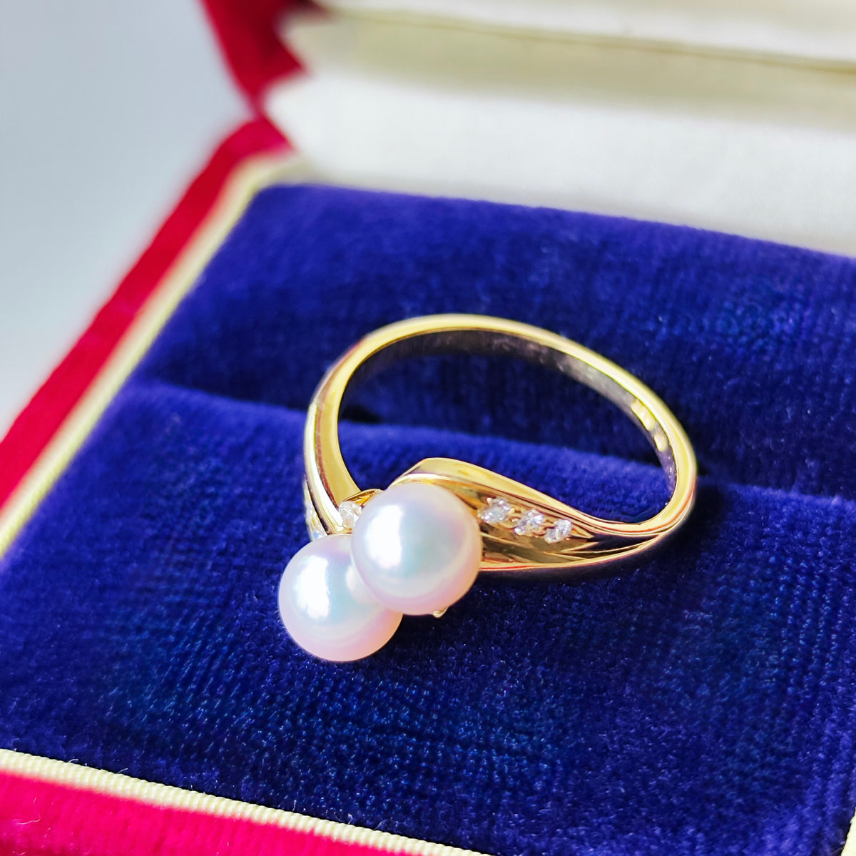 MIKIMOTO ミキモト あこや真珠 天然ダイヤモンド 18金リング