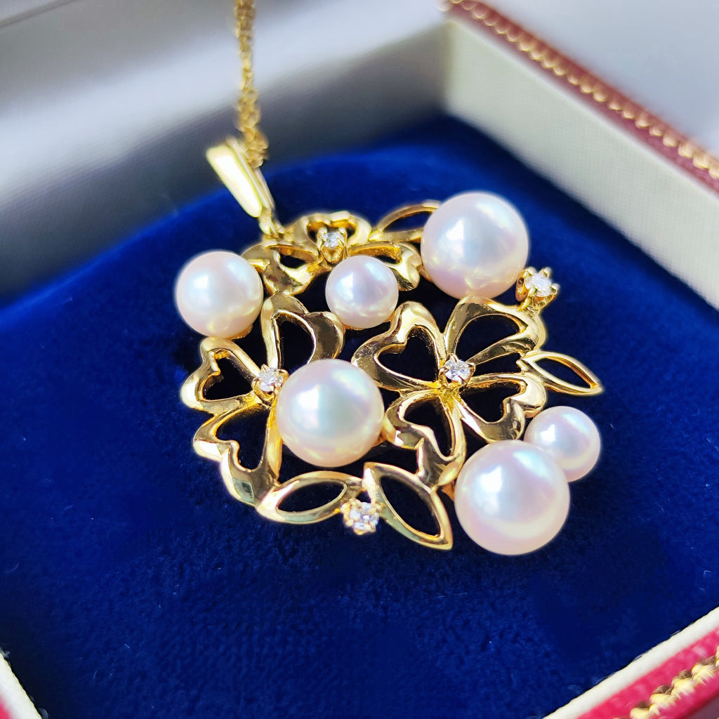 MIKIMOTO ミキモト あこや真珠 天然ダイヤモンド ペンダントトップ