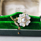 MIKIMOTO ミキモト シェル あこや真珠 天然ダイヤモンド ブローチ ペンダントトップ