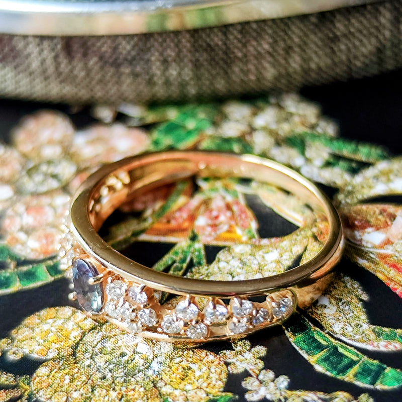 天然アレキサンドライト 天然ダイヤモンド リング