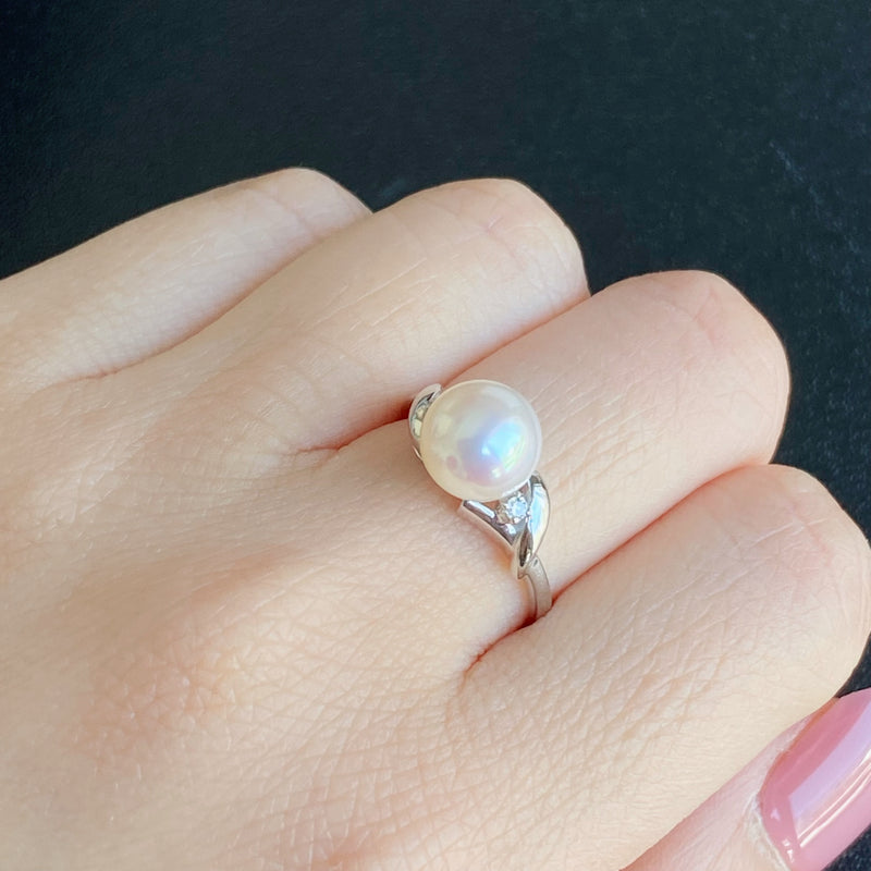 MIKIMOTO ミキモト あこや真珠 天然ダイヤモンドリング