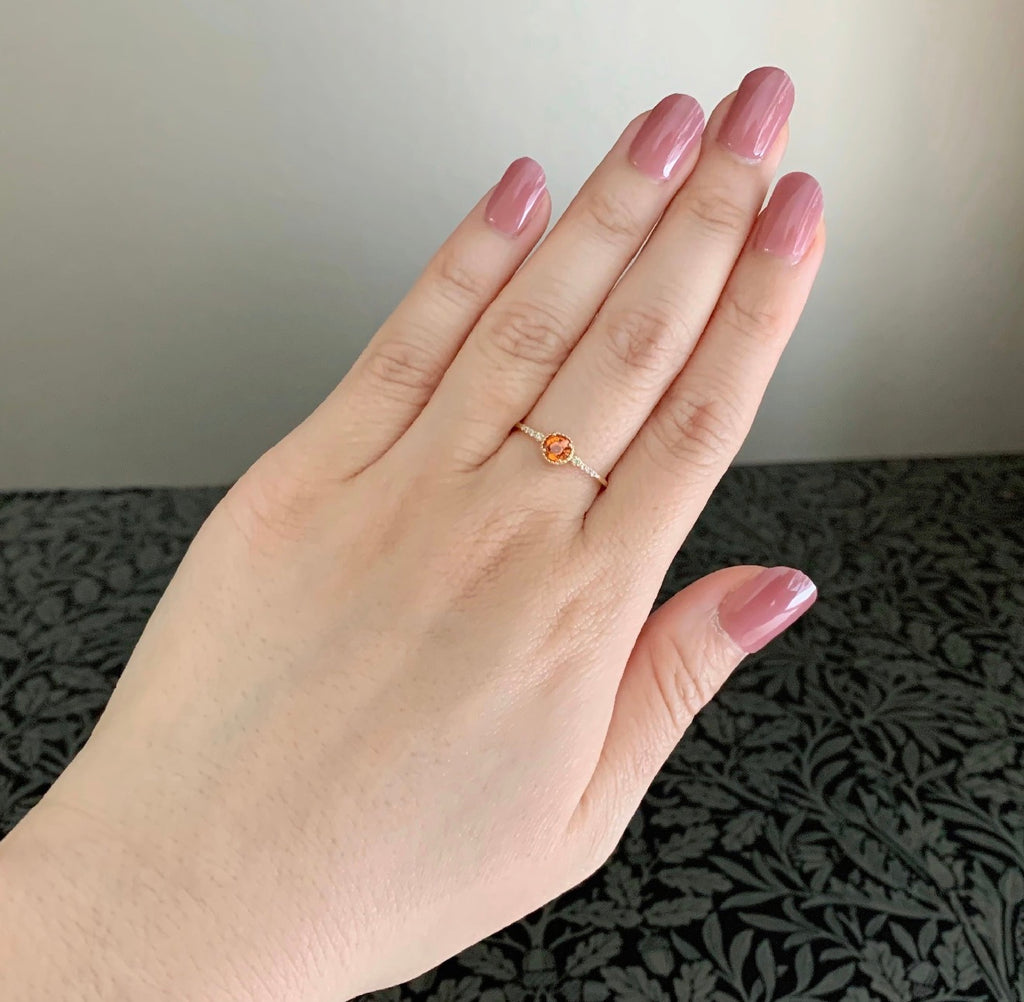 天然スペサルティンガーネット 天然ダイヤモンド リング