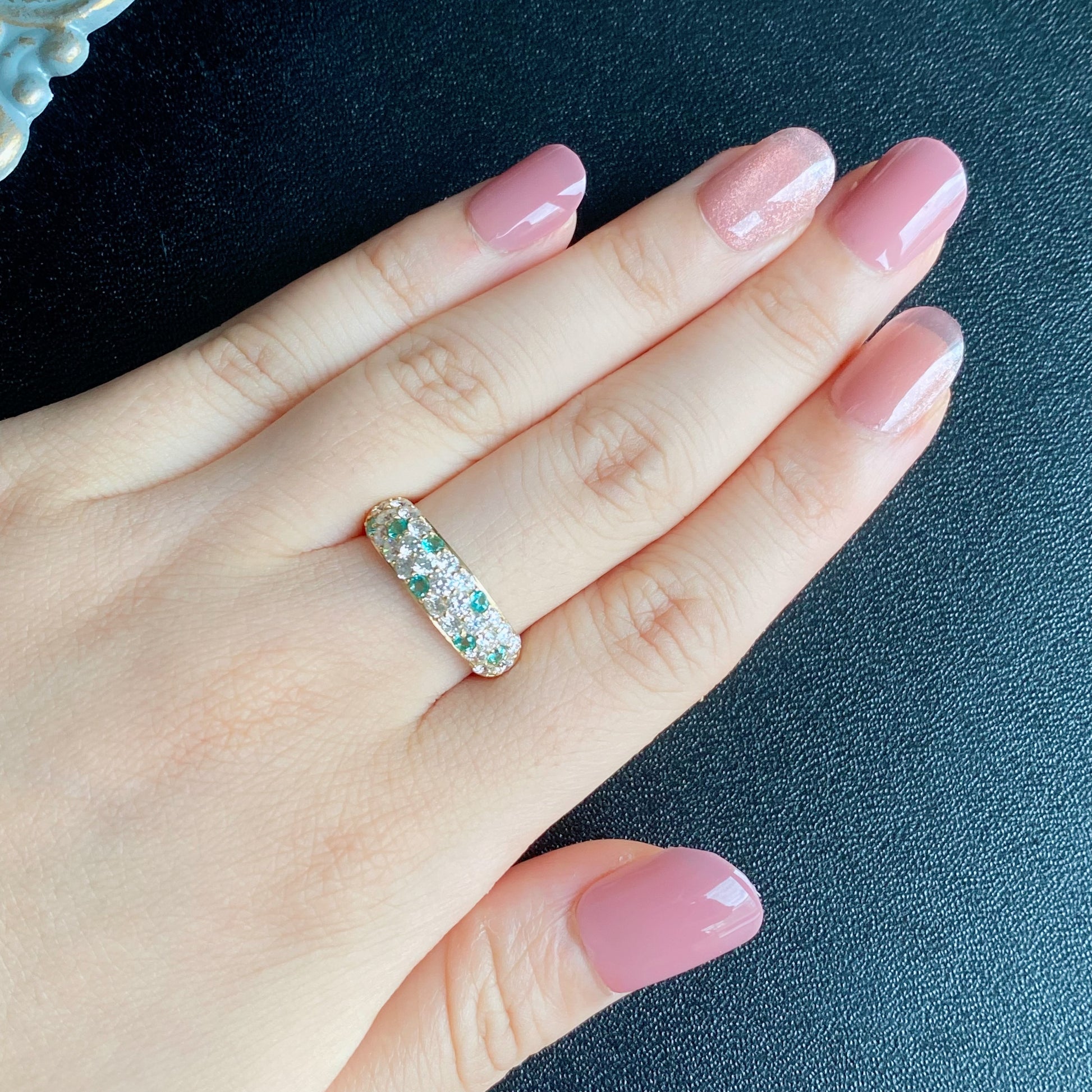 天然パライバトルマリン 天然ダイヤモンド パヴェリング 18金