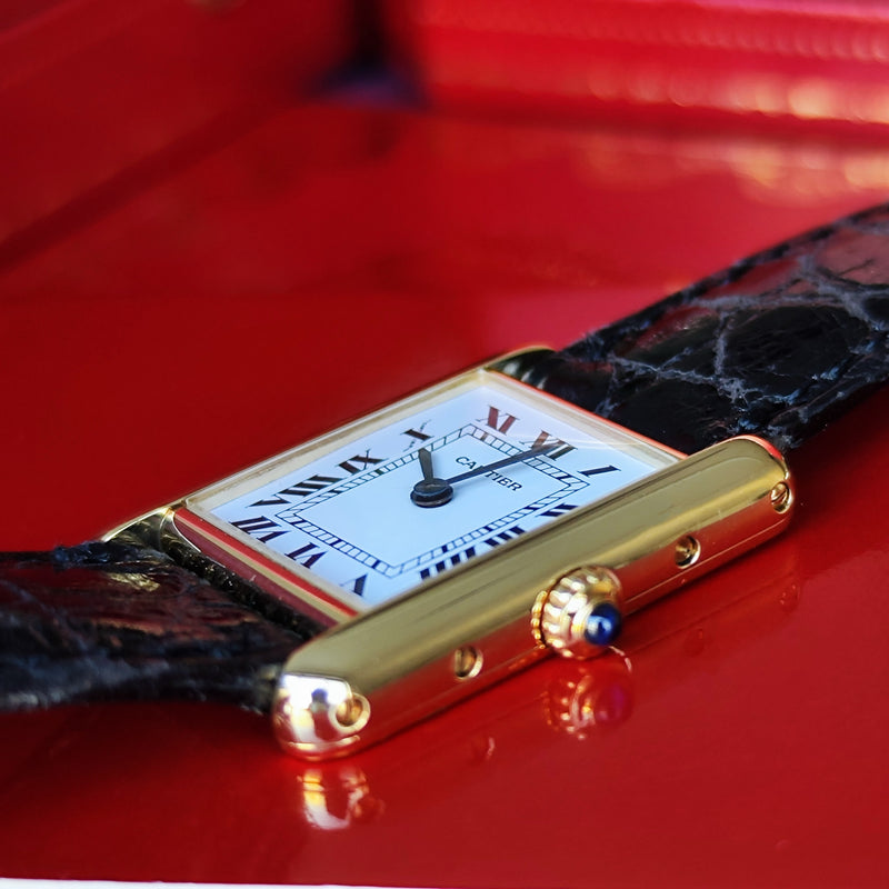 【18金無垢 OH済み】Cartier カルティエ タンク ルイ ホワイトローマンダイヤル クォーツ腕時計