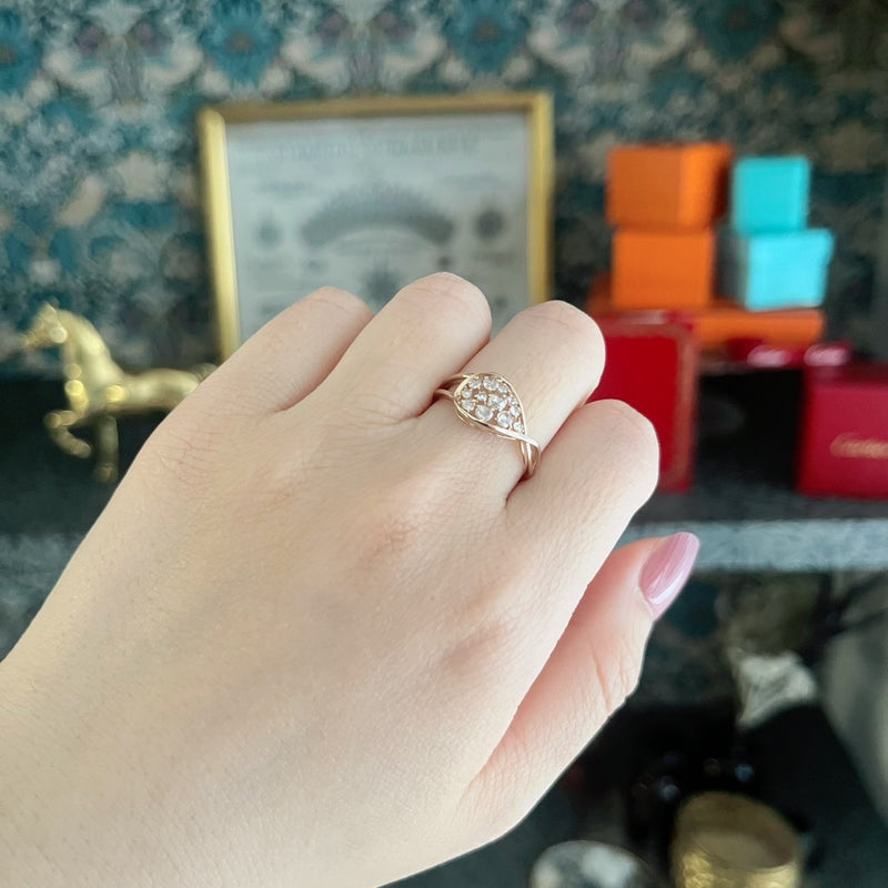 【ローズカット】天然ダイヤモンド 18金PG リング