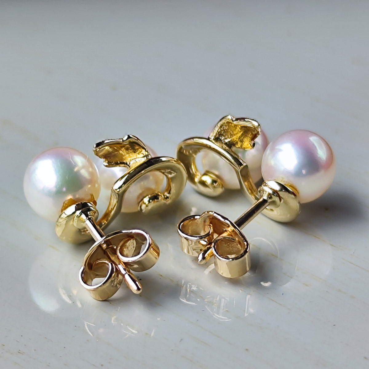 [Vintage MIKIMOTO] MIKIMOTO Akoya Pearl 14K Gold Earrings