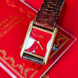 【OH済み】Cartier カルティエ マストタンク レッド文字盤 手巻き腕時計