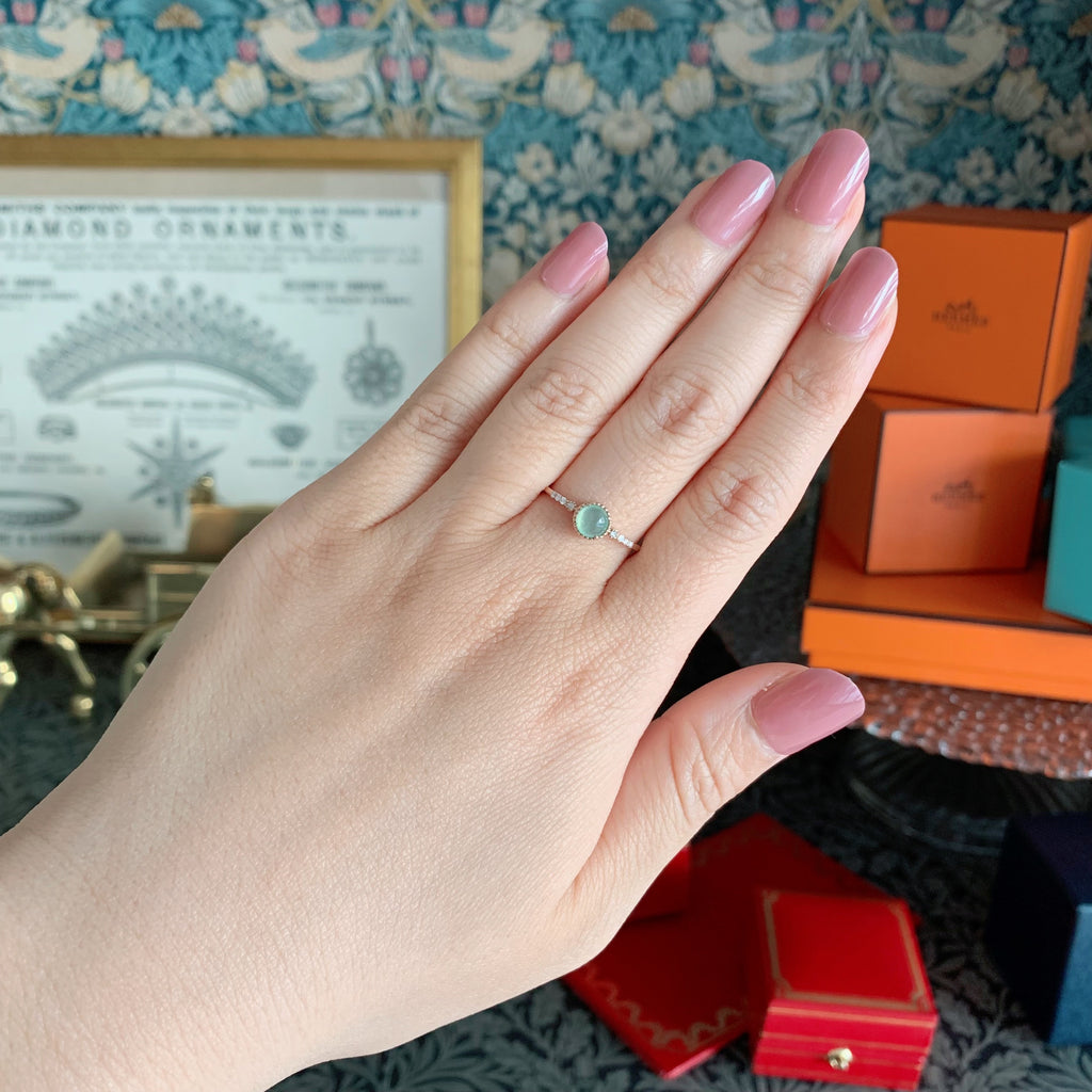 天然翡翠 天然ダイヤモンド リング