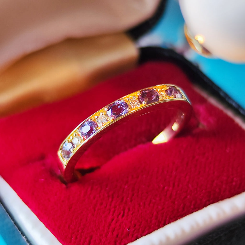 【ベキリーブルー】天然カラーチェンジガーネット 天然ダイヤモンド 0.38ct 18金リング