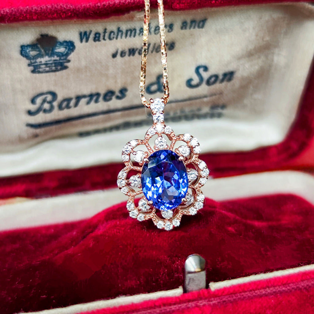 天然タンザナイト 2.07ct 天然ダイヤモンド ネックレス