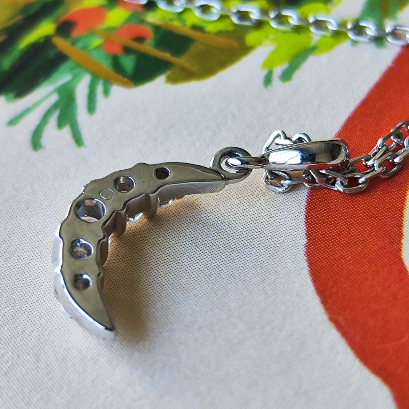 MIKIMOTO ミキモト 天然ダイヤモンド 三日月 ネックレス 18金WG